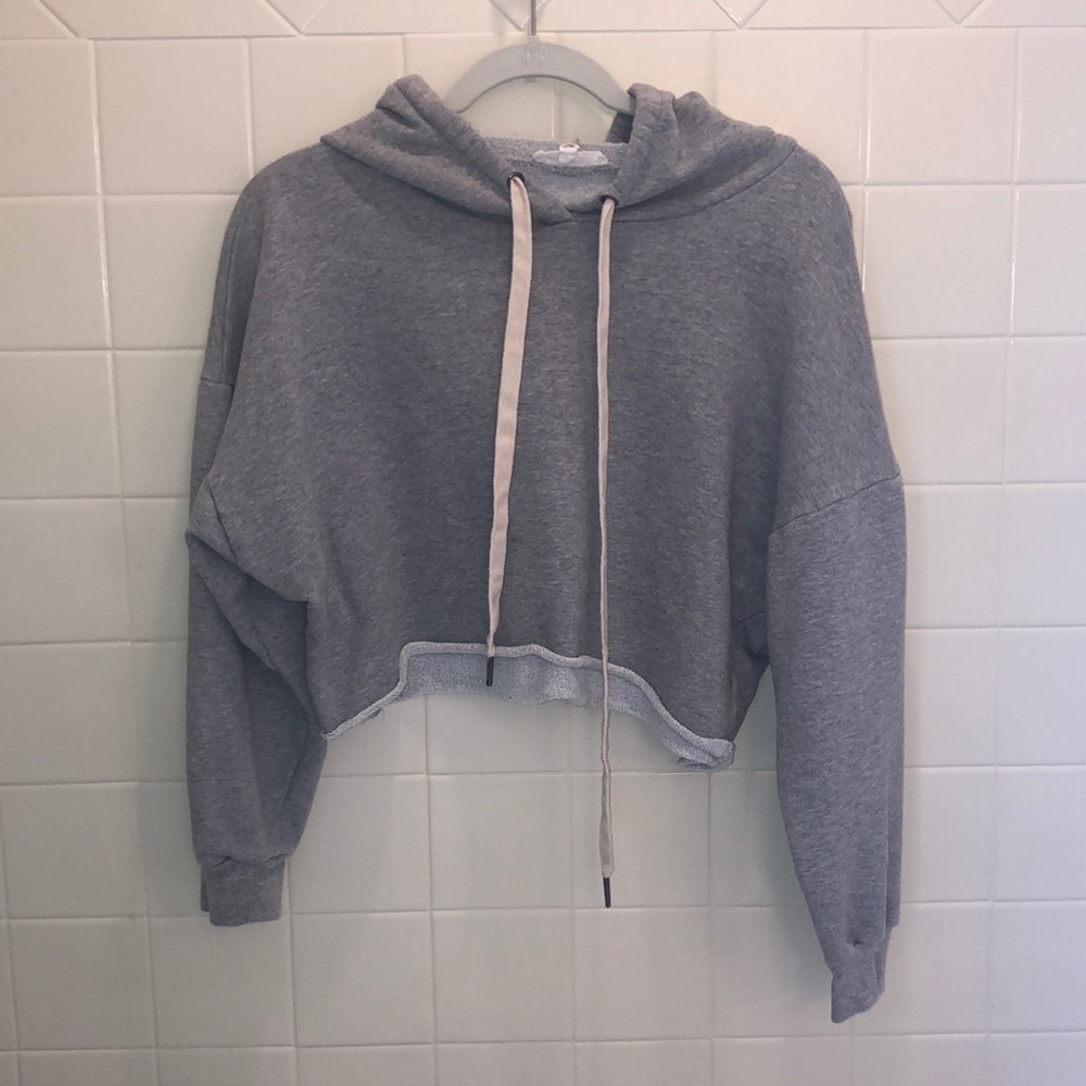 gray cropped sweatshirt